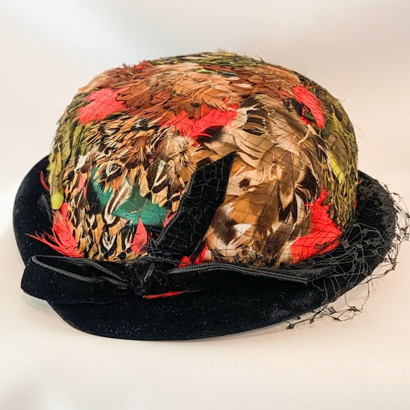 Vintage Feathered Bowler Hat main image 7